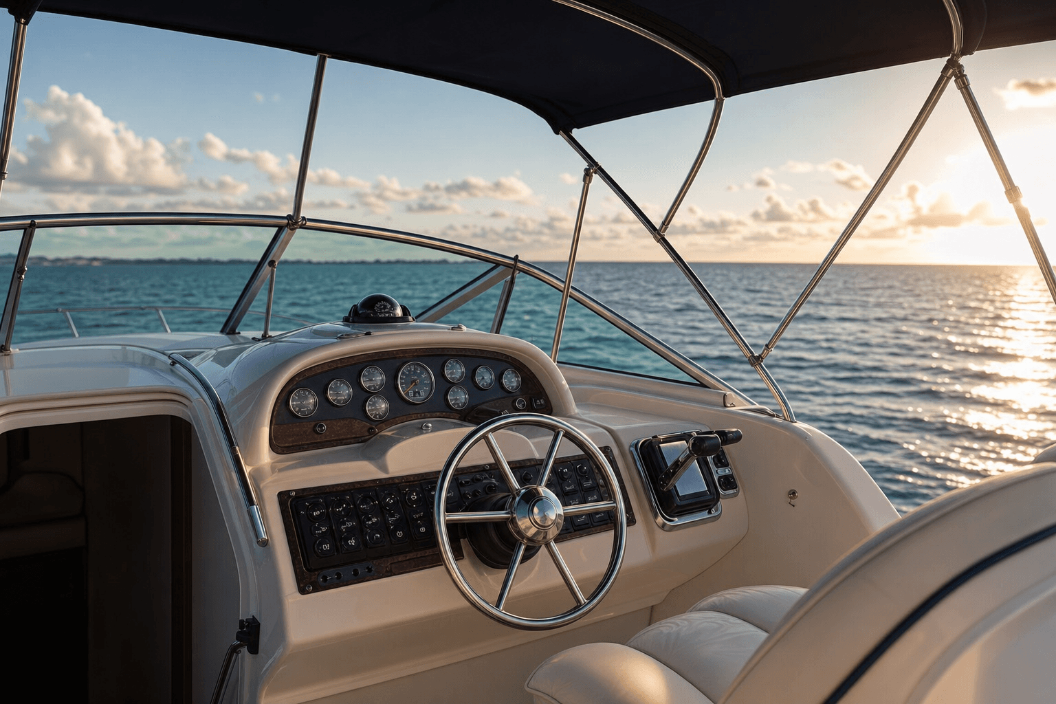 At the helm, ocean ahead