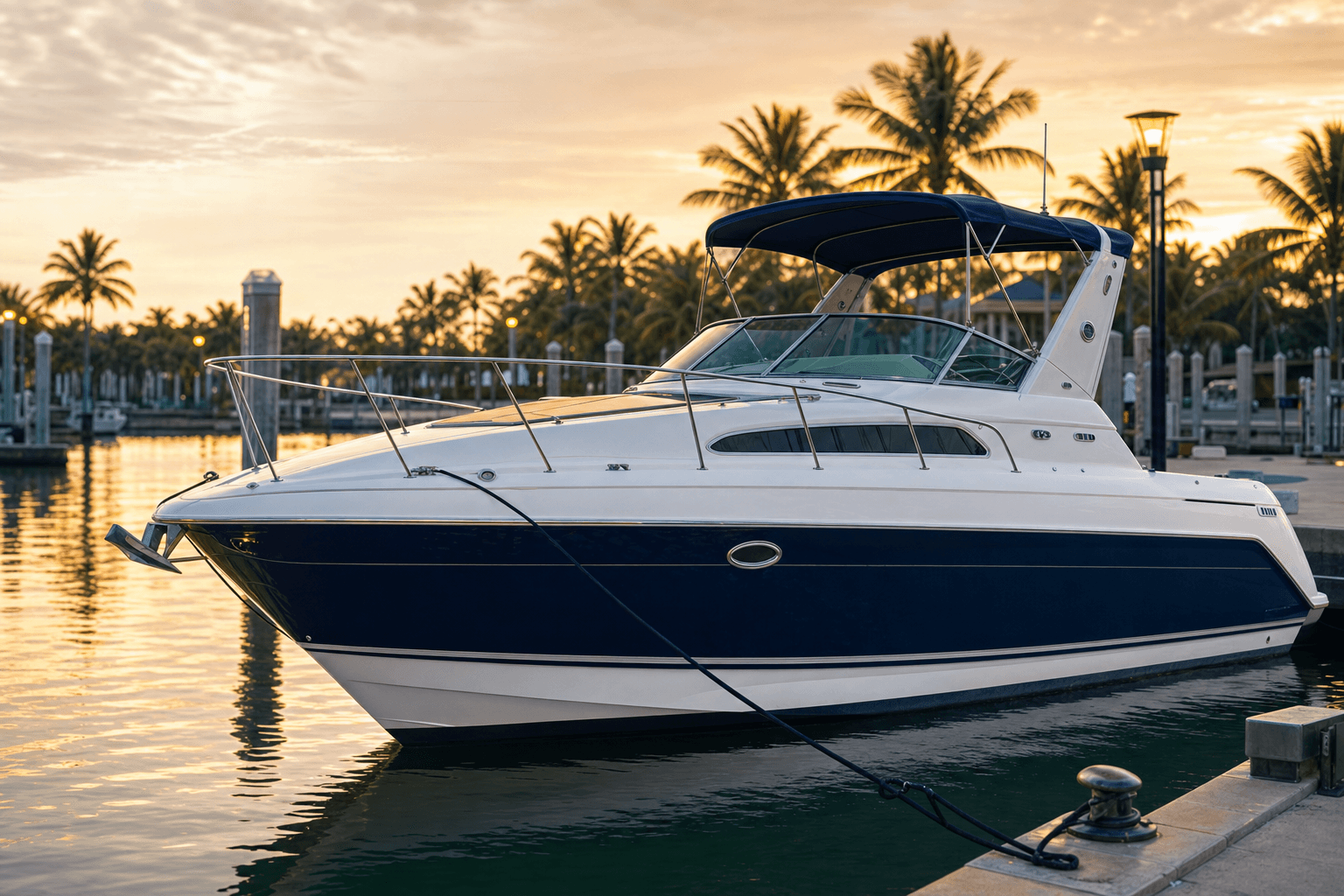 Moored at the marina at golden hour